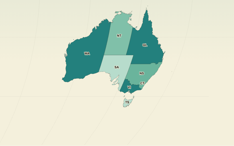 Choropleth map of Australia: Australia’s Population Growth, 2024
