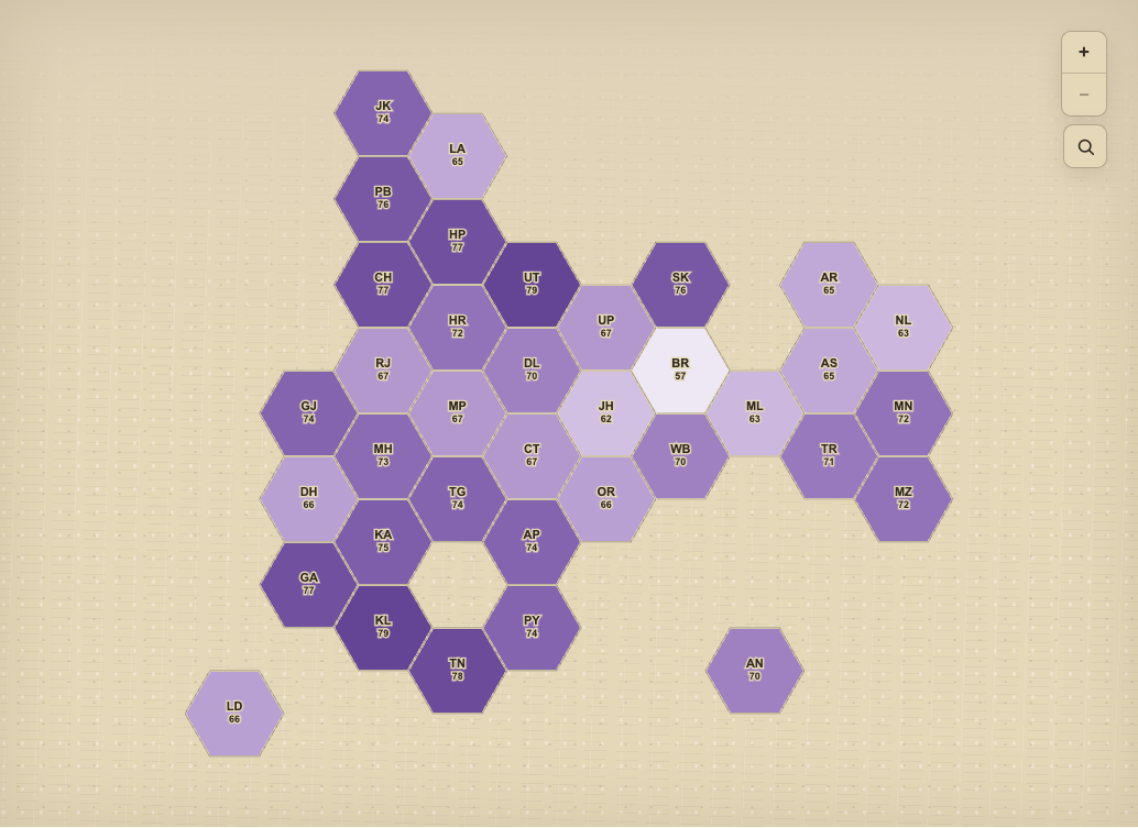 Hex tile map of India: India’s Progress on Sustainable Development