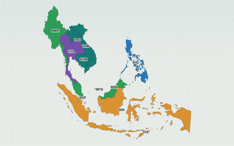 Choropleth map of Southeast Asia: Colonial Legacies Across Southeast Asia