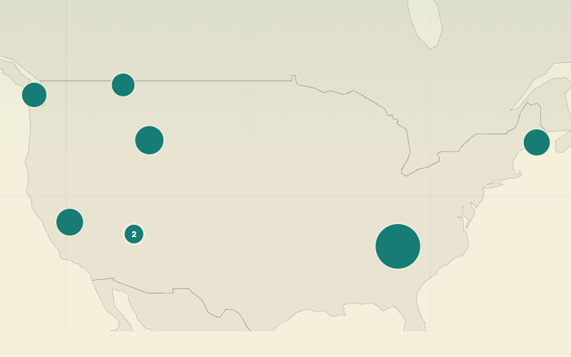 Proportional symbol map of United States: Visits to Eight U.S. National Parks, 2025