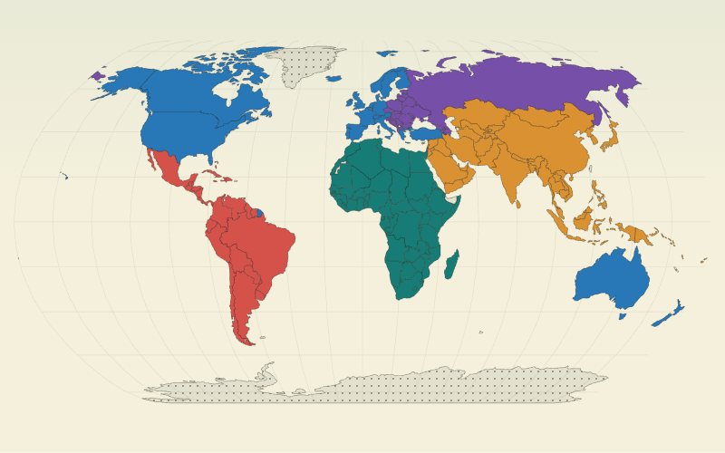 Choropleth map of World countries: United Nations Regional Groups